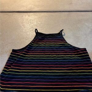 Torrid Black Tank Top with Colorful Stripes